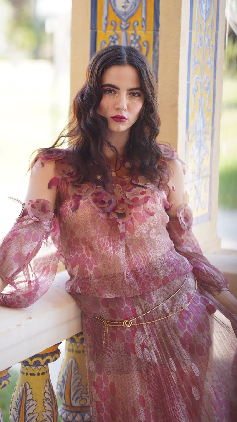 Vestido Buganvilla, manga larga vaporosa