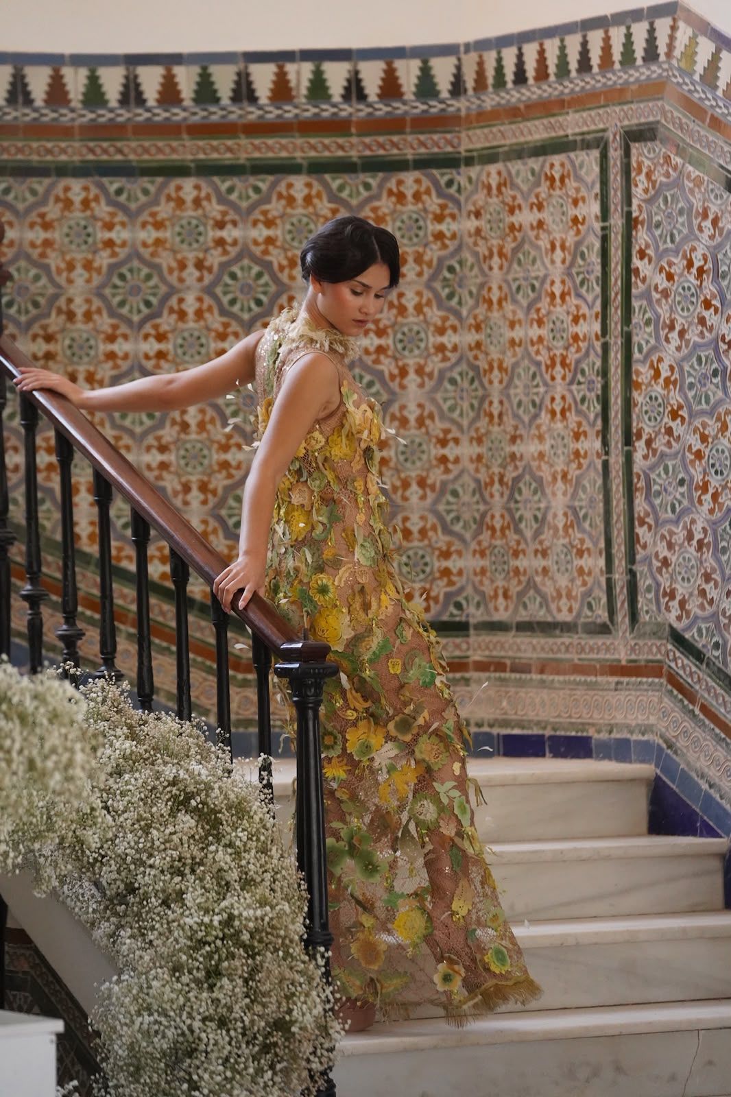Vestido Mimosa, caída de la gasa